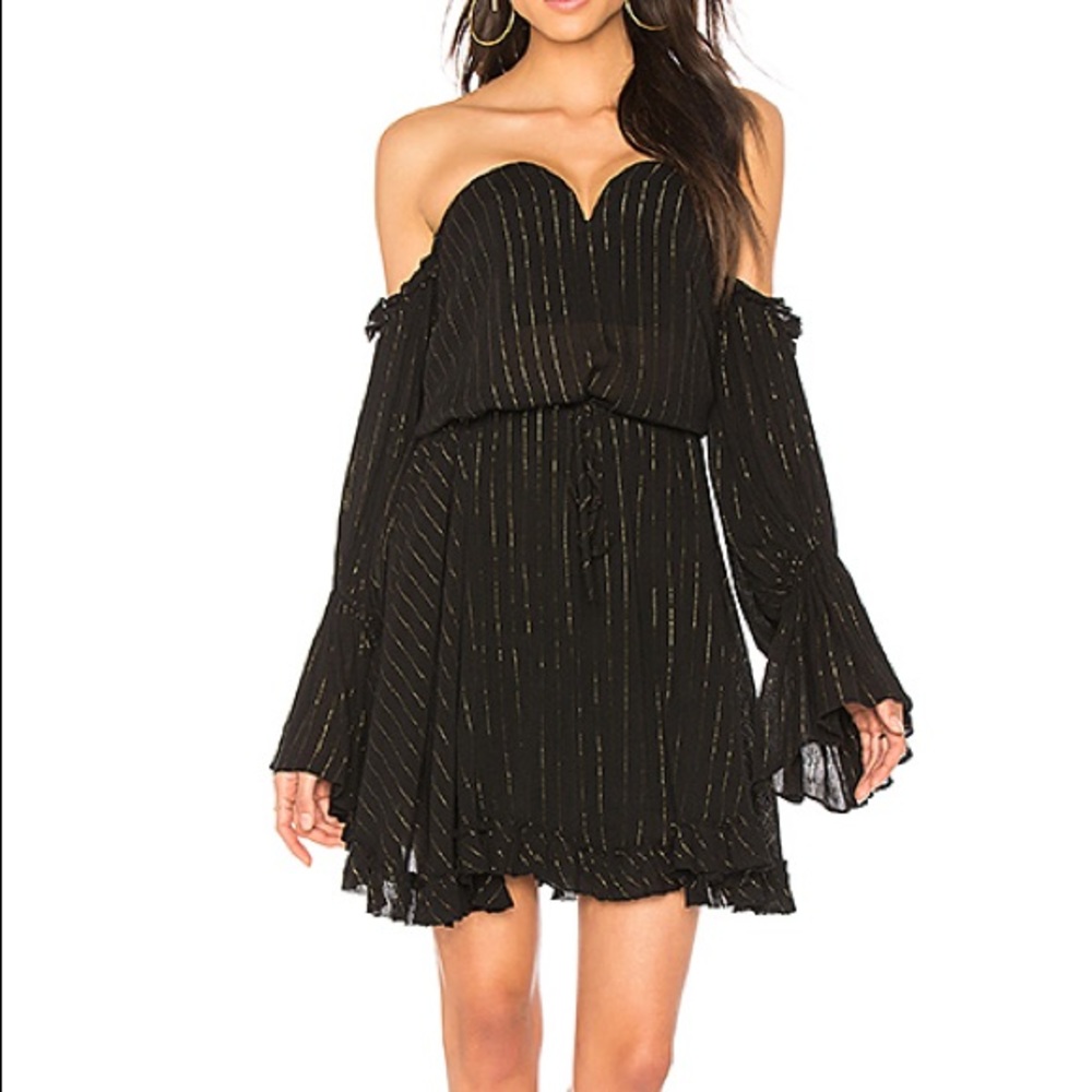 Dazed Bustier Mini Dress in Black & Gold